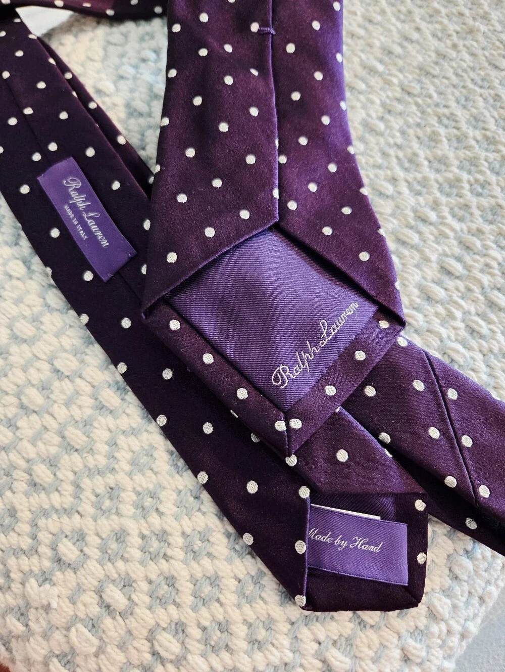 Ralph Lauren Purple Polka Dot Silk Tie - Classic Formal Accessory